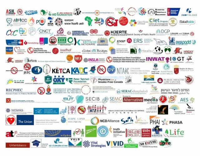 Logos of organizational signatories of the Cape Town Declaration on Human Rights and a Tobacco-Free World